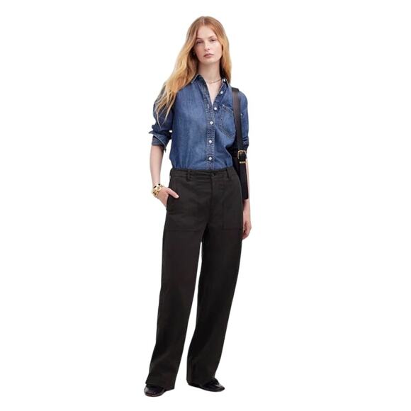 Madewell Low-Slung Baggy Utility Wide-Leg Pants Almost Black NWT 25 - Picture 2 of 9